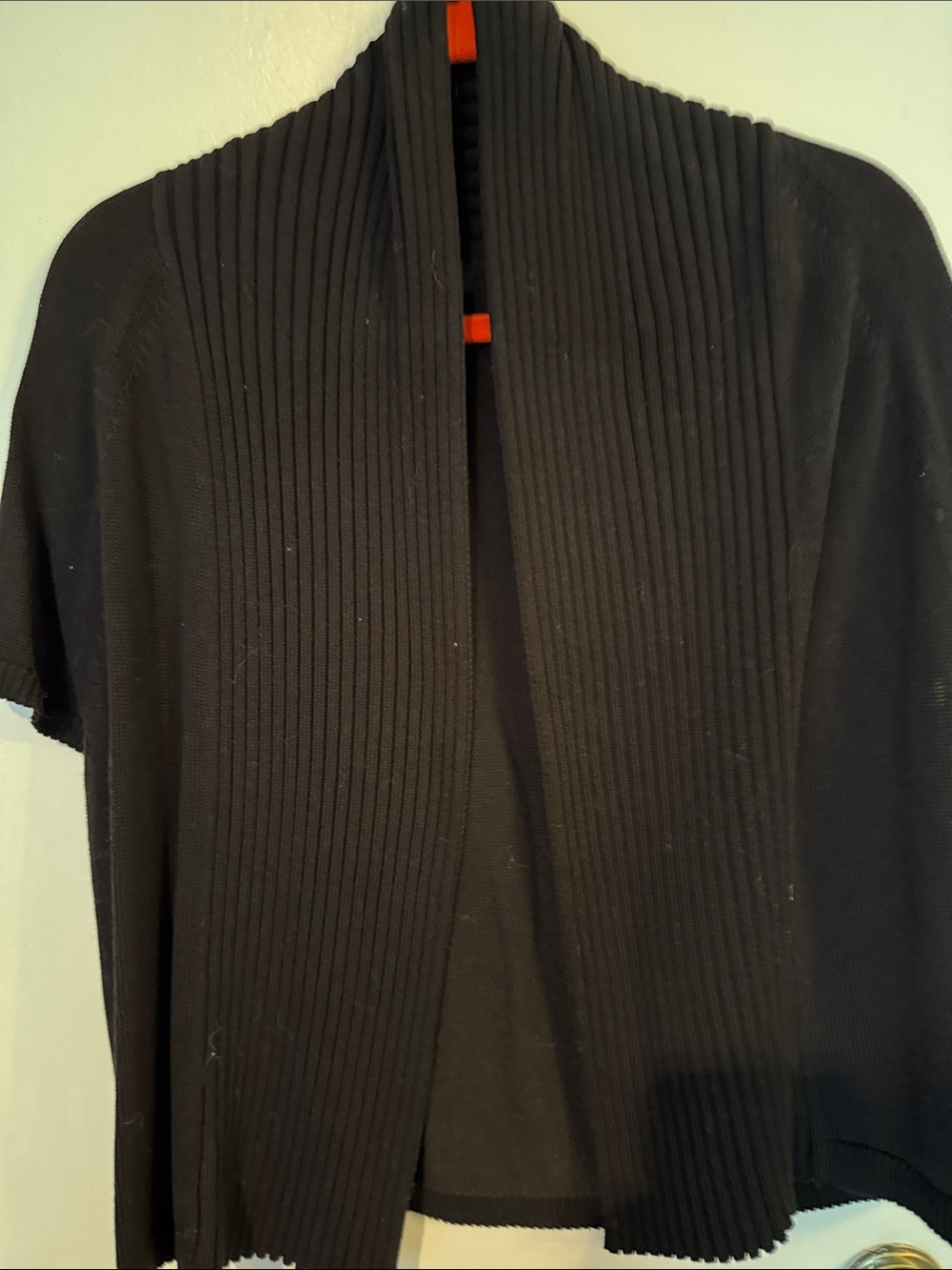 Talbots Black Ribbed Open Front Poncho Shrug